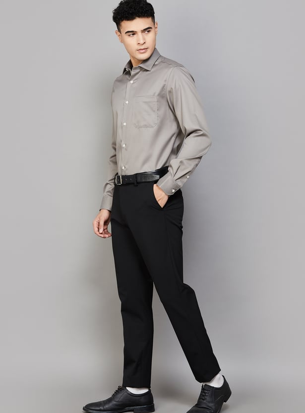 ARROW Solid Slim Straight Formal Trousers