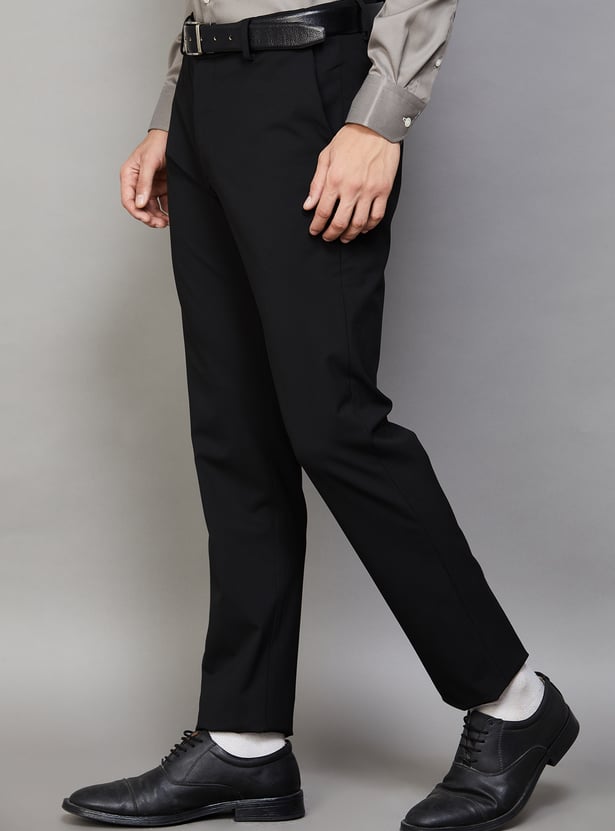 ARROW Solid Slim Straight Formal Trousers