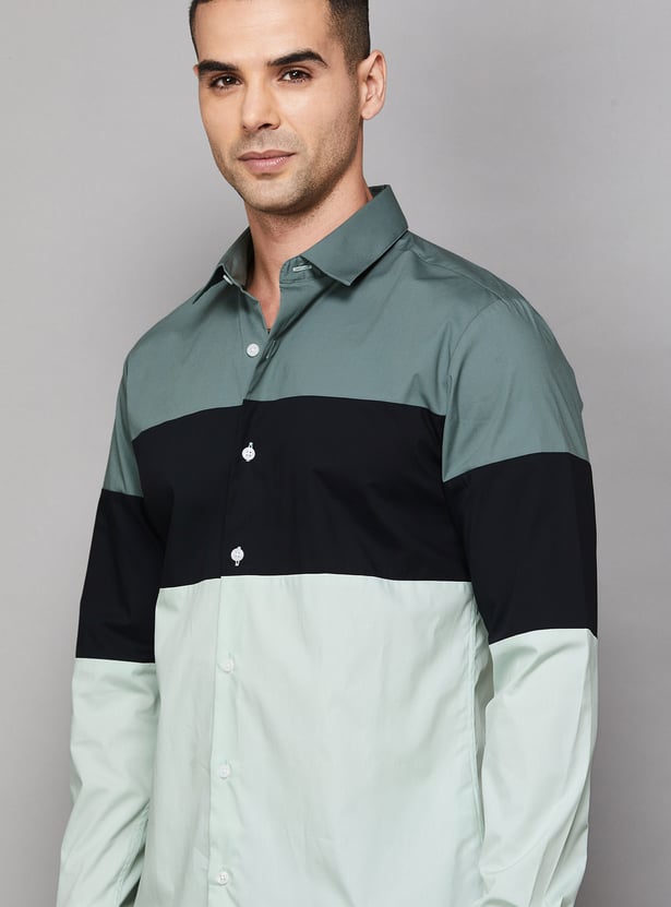 UNITED COLORS OF BENETTON Colourblocked Slim Fit Shirt