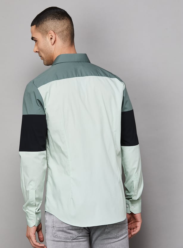 UNITED COLORS OF BENETTON Colourblocked Slim Fit Shirt