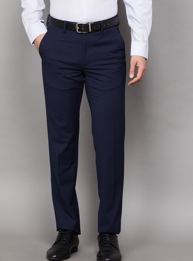 VAN HEUSEN Solid Slim Fit Formal Trousers