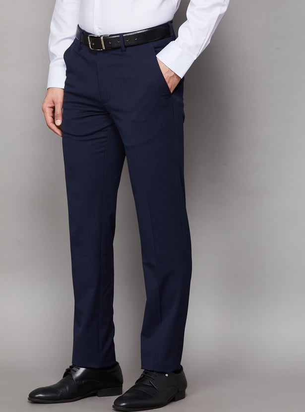 VAN HEUSEN Solid Slim Fit Formal Trousers