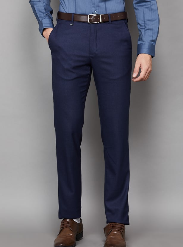 VAN HEUSEN Solid Slim Straight Formal Trousers