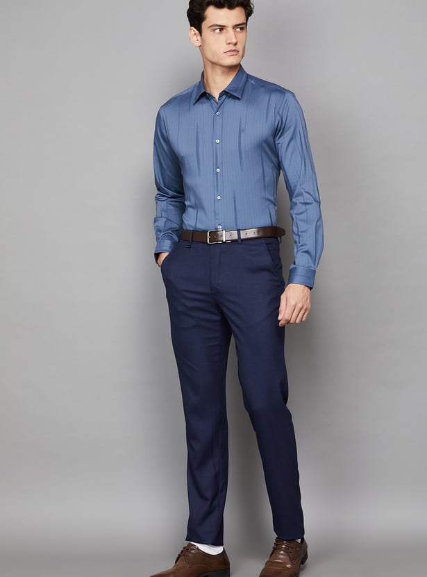 VAN HEUSEN Solid Slim Straight Formal Trousers