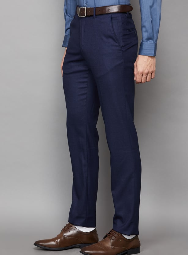 VAN HEUSEN Solid Slim Straight Formal Trousers