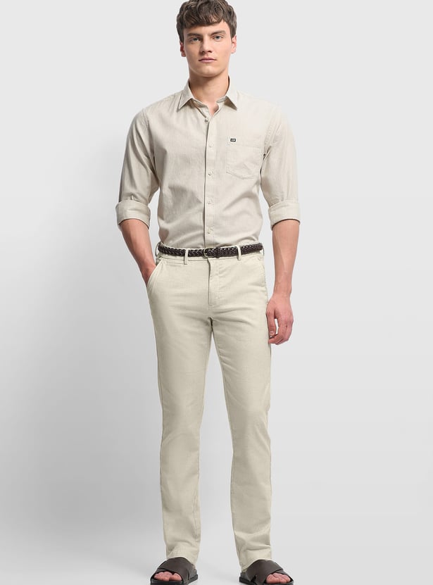 ARROW SPORT Solid Mid Rise Regular Trousers