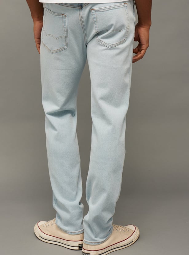 AMERICAN EAGLE Solid Mid-Rise Slim Straight Jeans