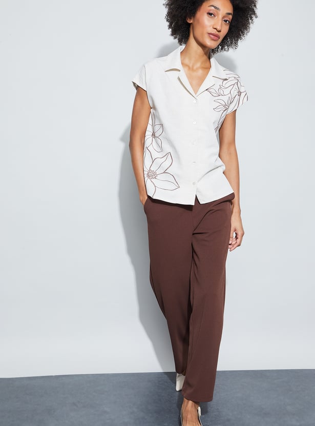 CODE Floral Embroidered Shirt