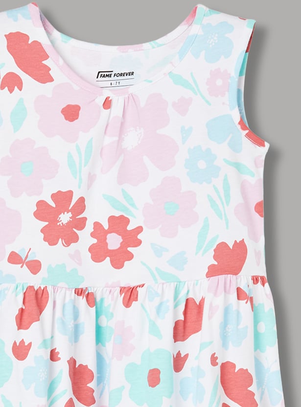 FAME FOREVER Girls Printed Sleeveless Dress