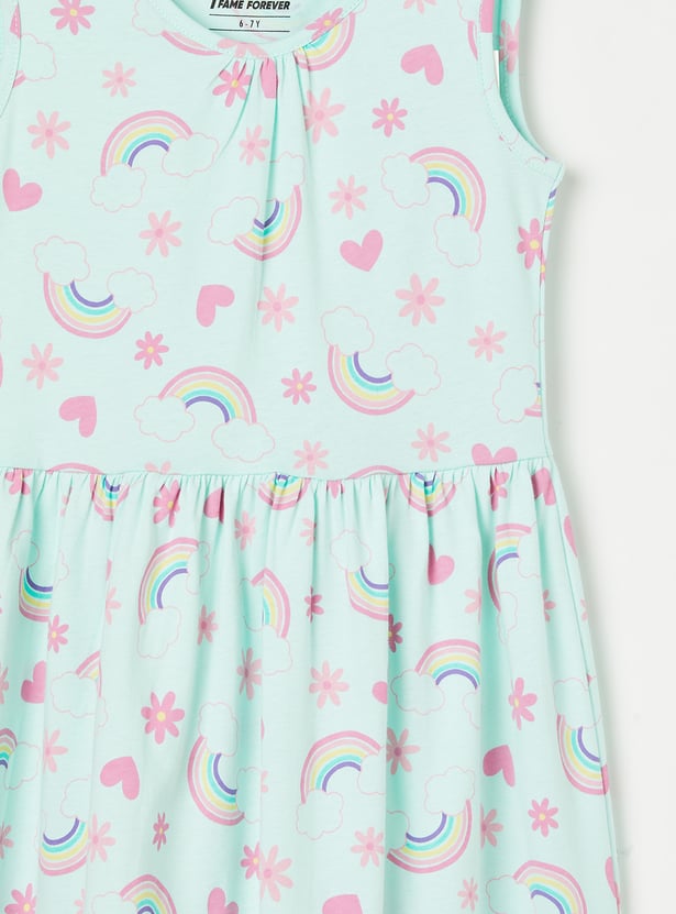 FAME FOREVER Girls Printed Sleeveless Dress