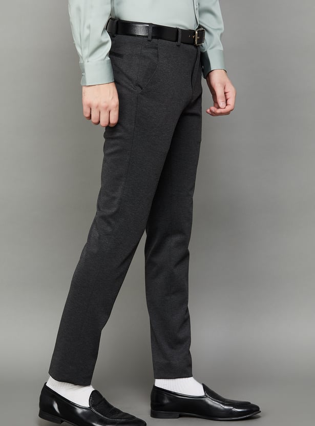 PARK AVENUE Solid Super Slim Formal Trousers