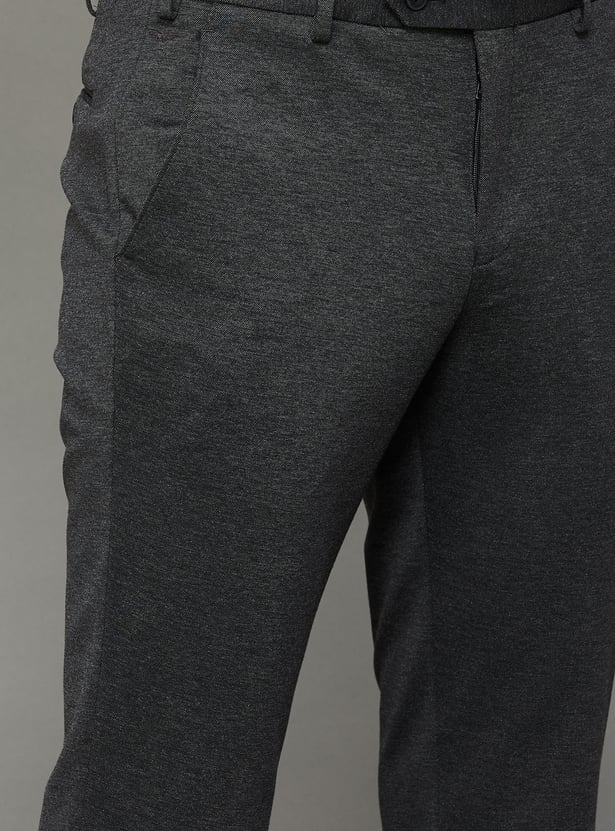 PARK AVENUE Solid Super Slim Formal Trousers