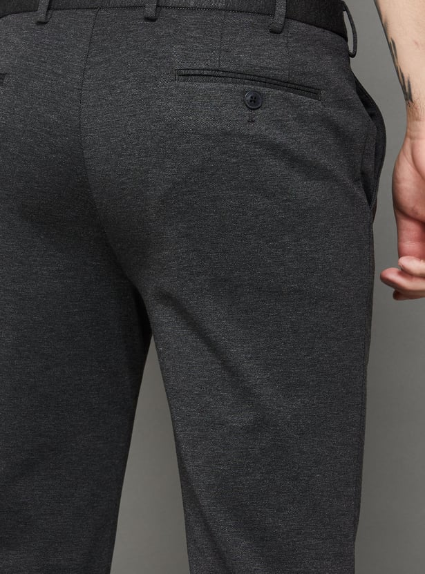 PARK AVENUE Solid Super Slim Formal Trousers