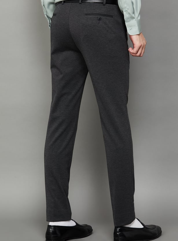 PARK AVENUE Solid Super Slim Formal Trousers