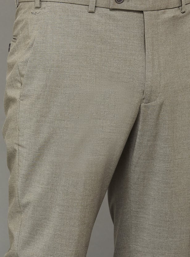 PARK AVENUE Solid Slim Straight Formal Trousers