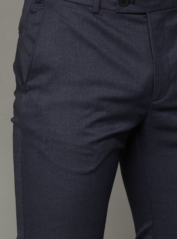 PARK AVENUE Solid Slim Straight Formal Trousers