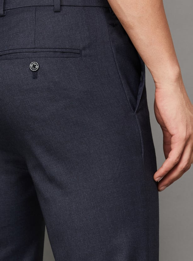PARK AVENUE Solid Slim Straight Formal Trousers