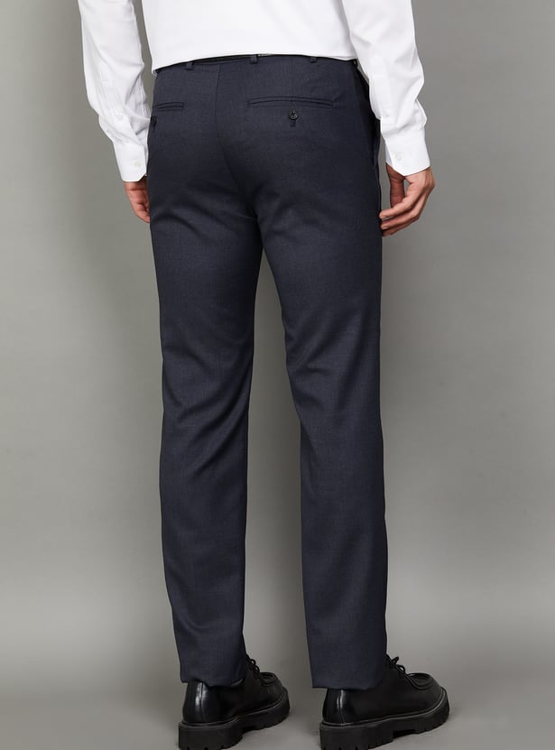 PARK AVENUE Solid Slim Straight Formal Trousers