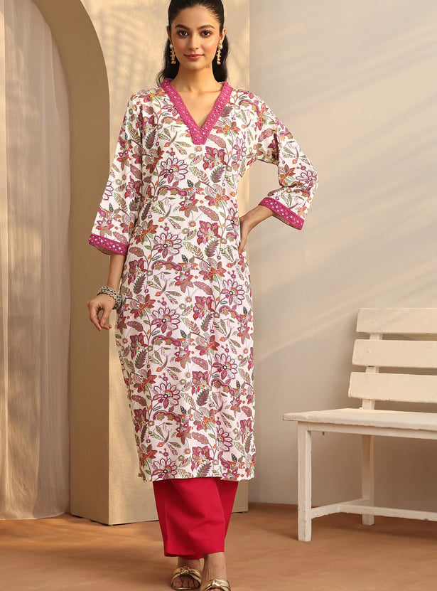 LIBAS Floral Printed Straight Kurta
