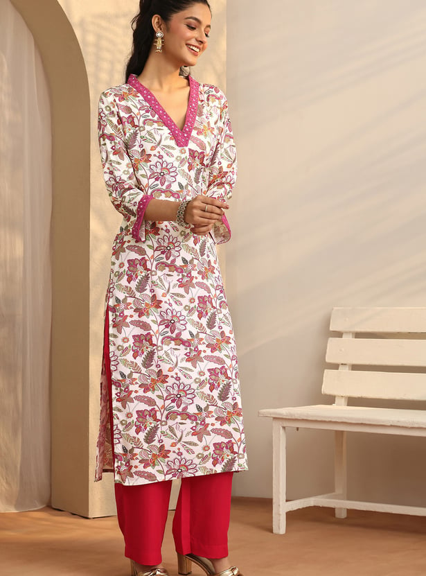 LIBAS Floral Printed Straight Kurta