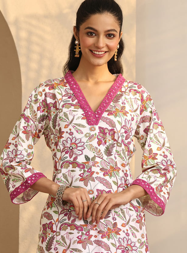 LIBAS Floral Printed Straight Kurta