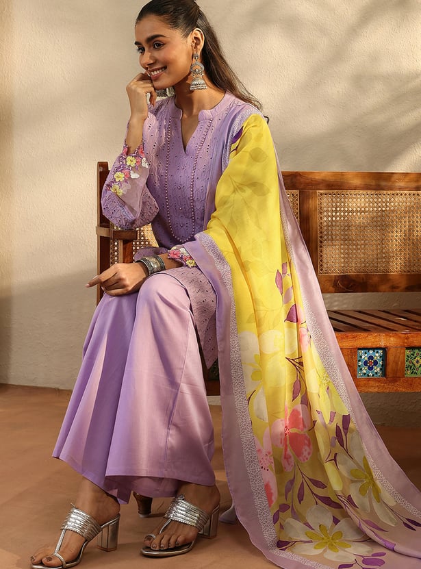 LIBAS Schiffli Kurta Set