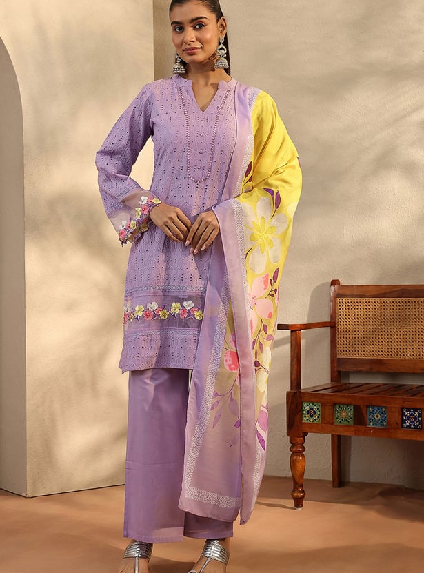 LIBAS Schiffli Kurta Set