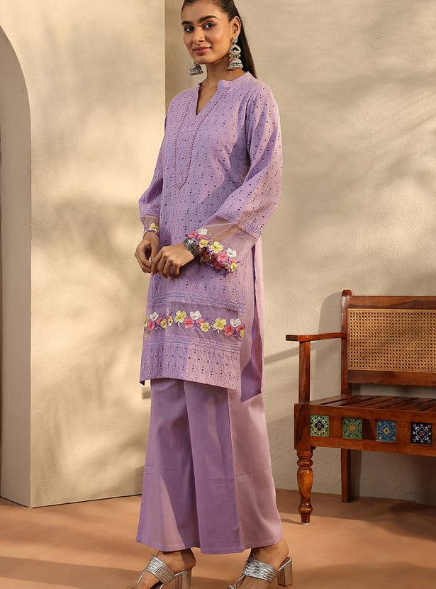 LIBAS Schiffli Kurta Set