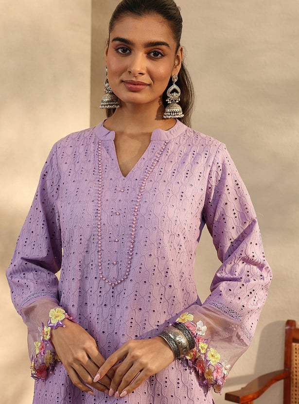 LIBAS Schiffli Kurta Set