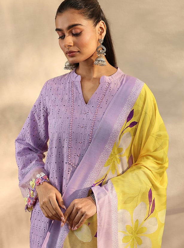 LIBAS Schiffli Kurta Set