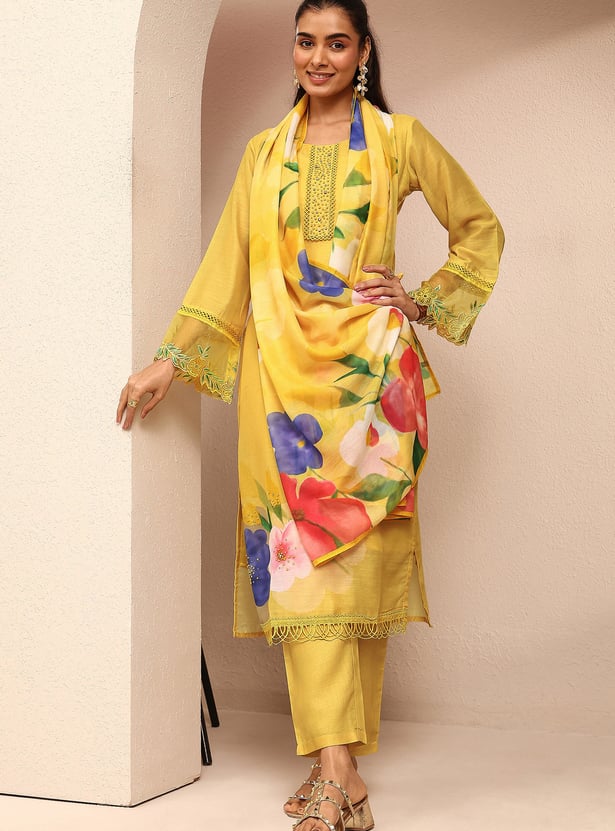 LIBAS Floral Print Straight Kurta Set