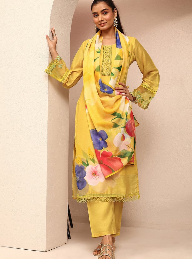 LIBAS Floral Print Straight Kurta Set