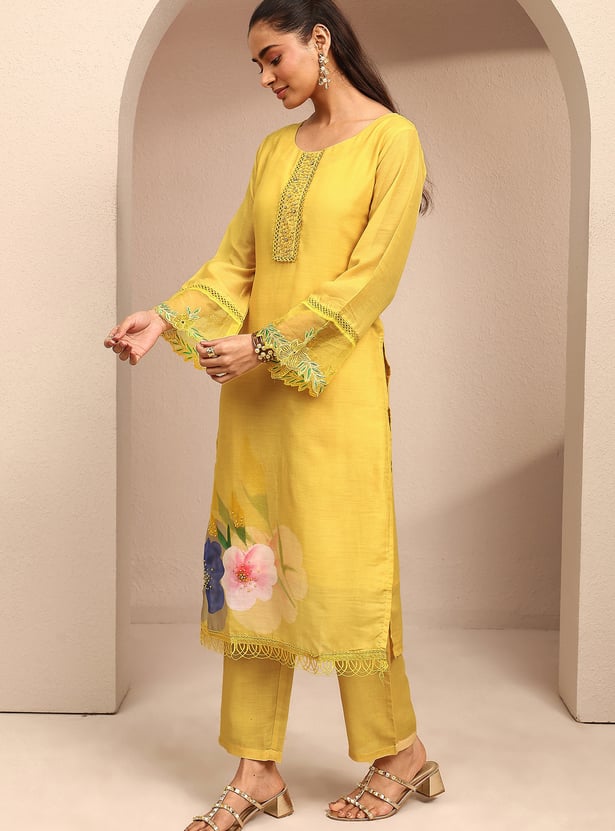 LIBAS Floral Print Straight Kurta Set