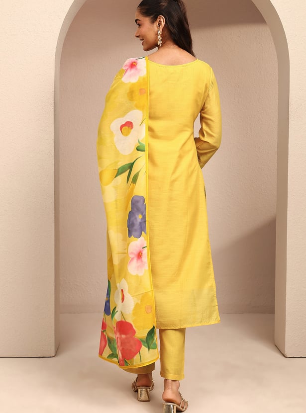 LIBAS Floral Print Straight Kurta Set
