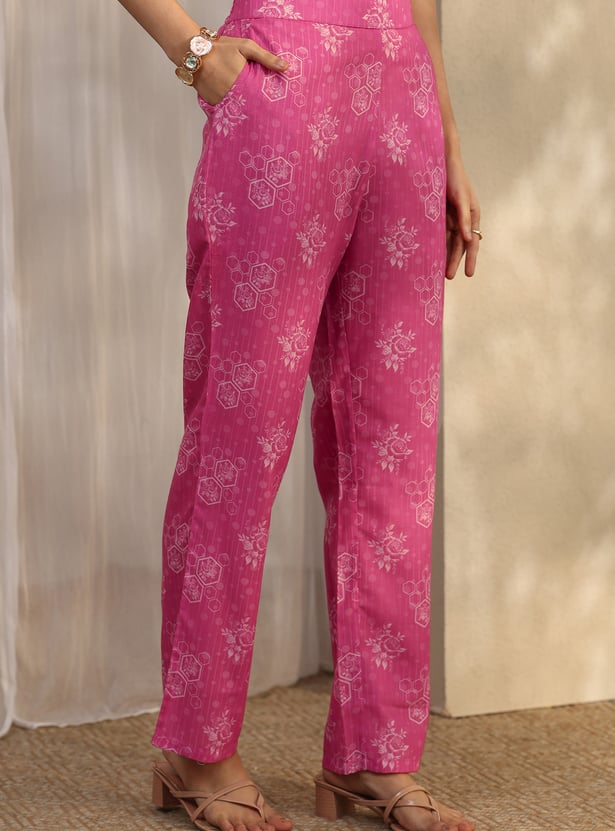 LIBAS Floral Print Straight Kurta Set