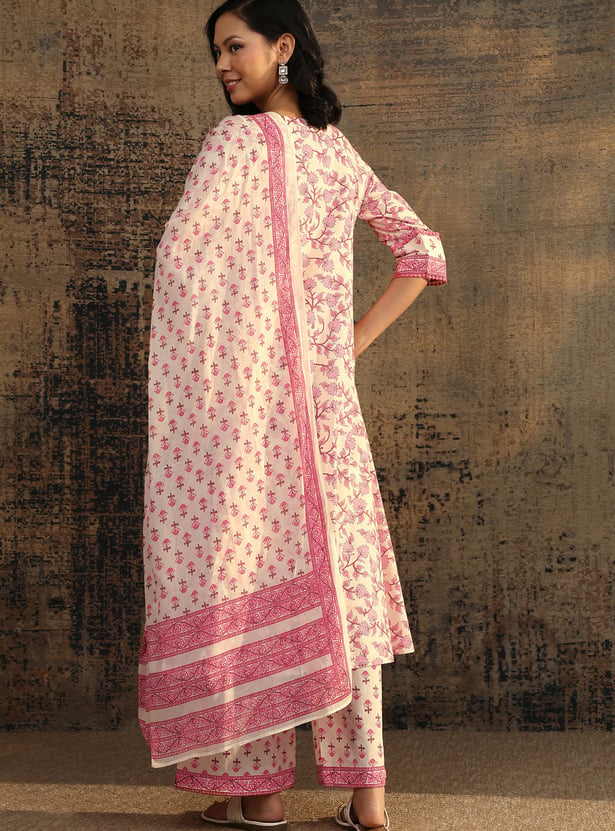 LIBAS Floral Print A-Line Kurta Set