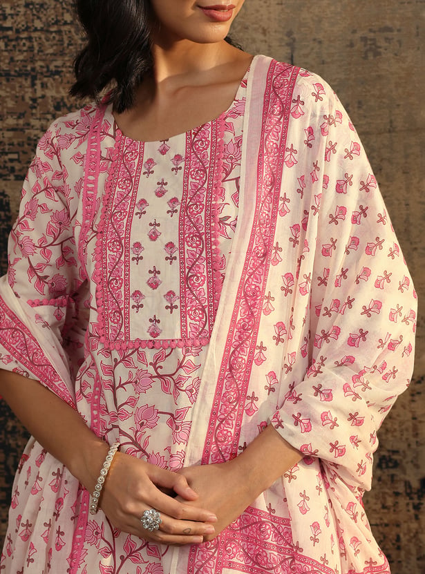 LIBAS Floral Print A-Line Kurta Set