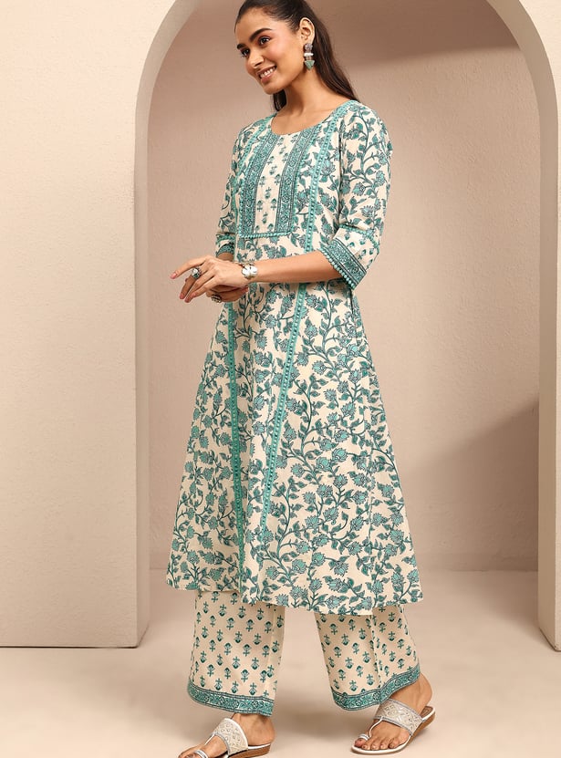 LIBAS Floral Print A-Line Kurta Set