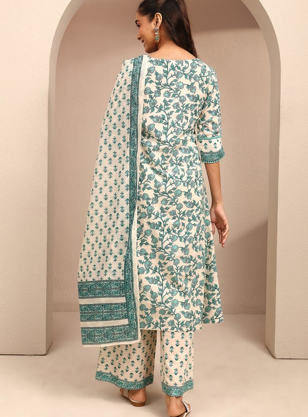 LIBAS Floral Print A-Line Kurta Set