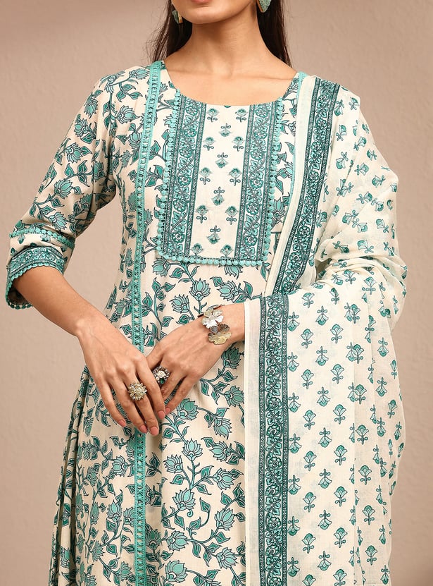 LIBAS Floral Print A-Line Kurta Set