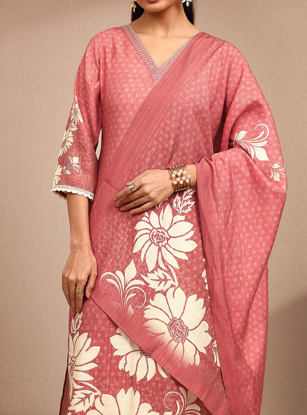LIBAS Floral Print Straight Kurta Set