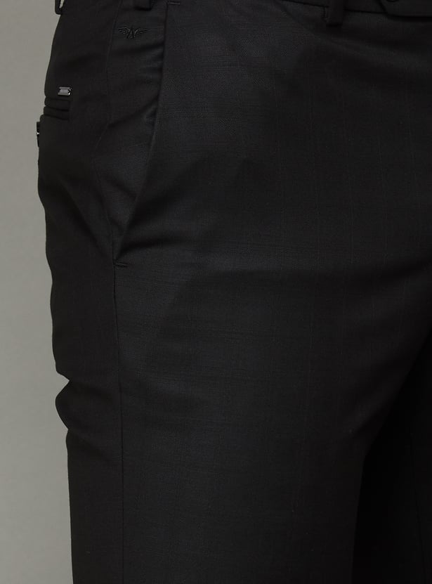 PARK AVENUE Solid Slim Straight Formal Trousers