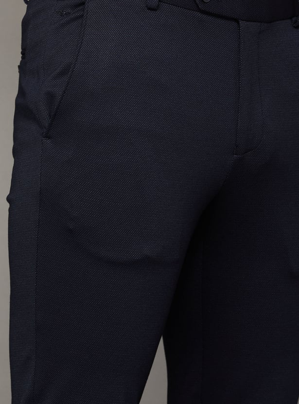 PARK AVENUE Textured Super Slim Formal Trousers