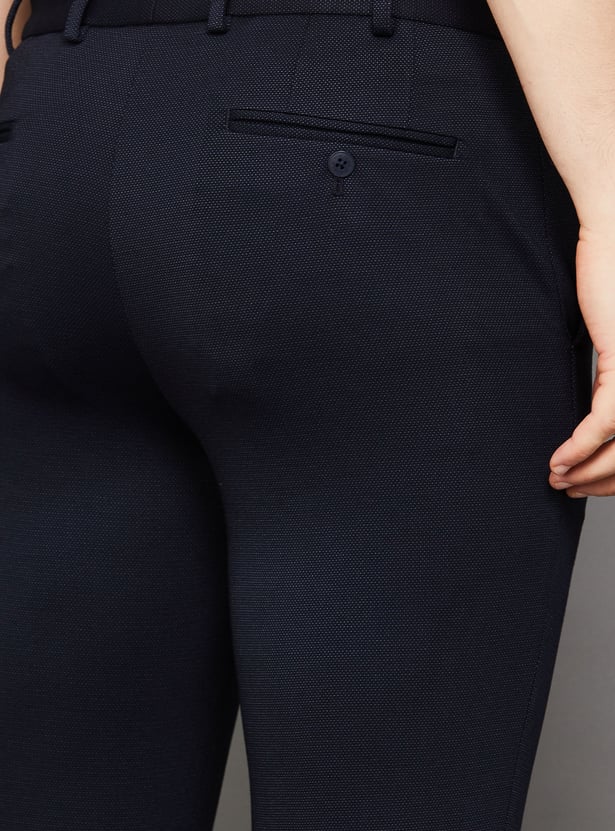 PARK AVENUE Textured Super Slim Formal Trousers