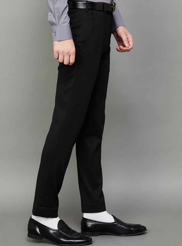 PARK AVENUE Textured Super Slim Formal Trousers