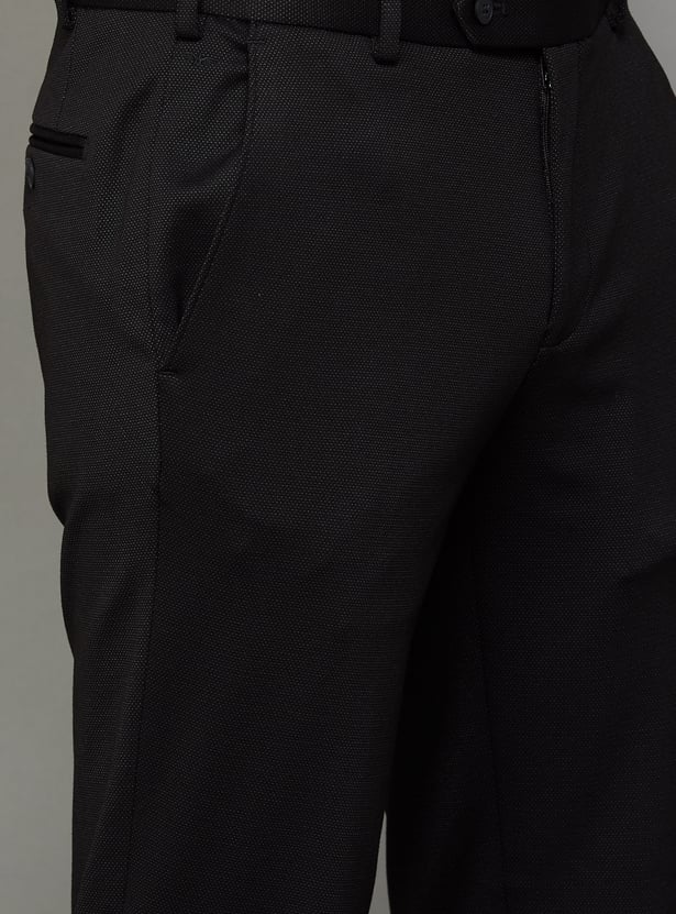 PARK AVENUE Textured Super Slim Formal Trousers