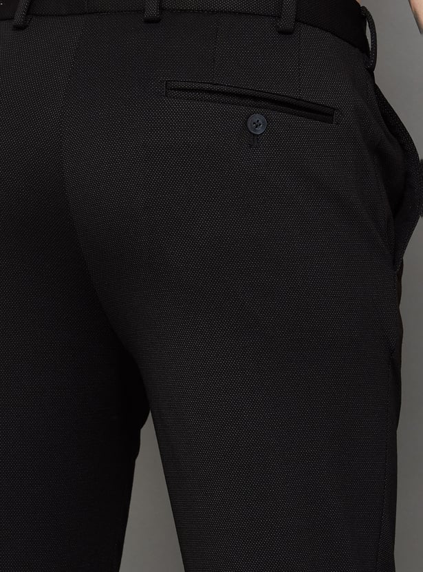 PARK AVENUE Textured Super Slim Formal Trousers