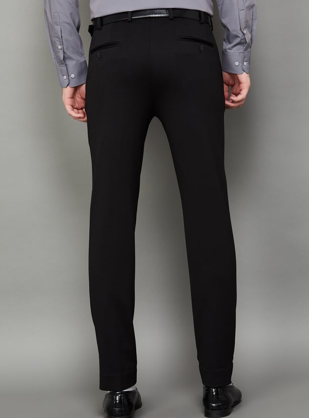 PARK AVENUE Textured Super Slim Formal Trousers