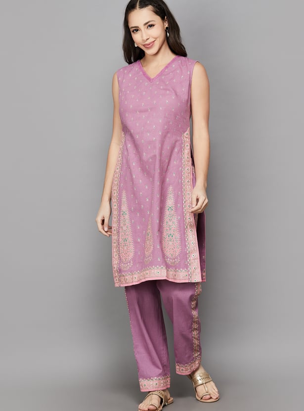SPAN Printed Straight Kurta Set