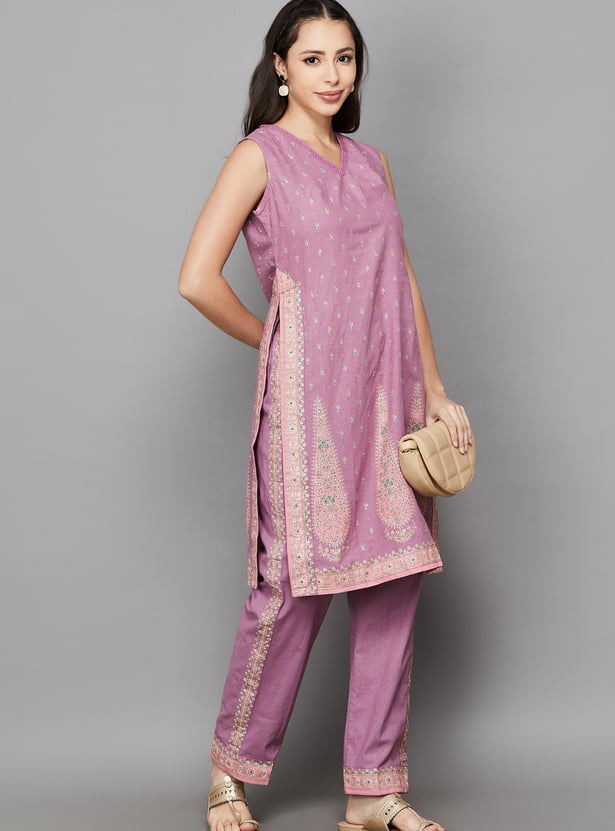 SPAN Printed Straight Kurta Set